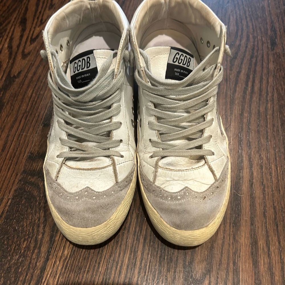 Golden Goose Gray and Cream Sneakers